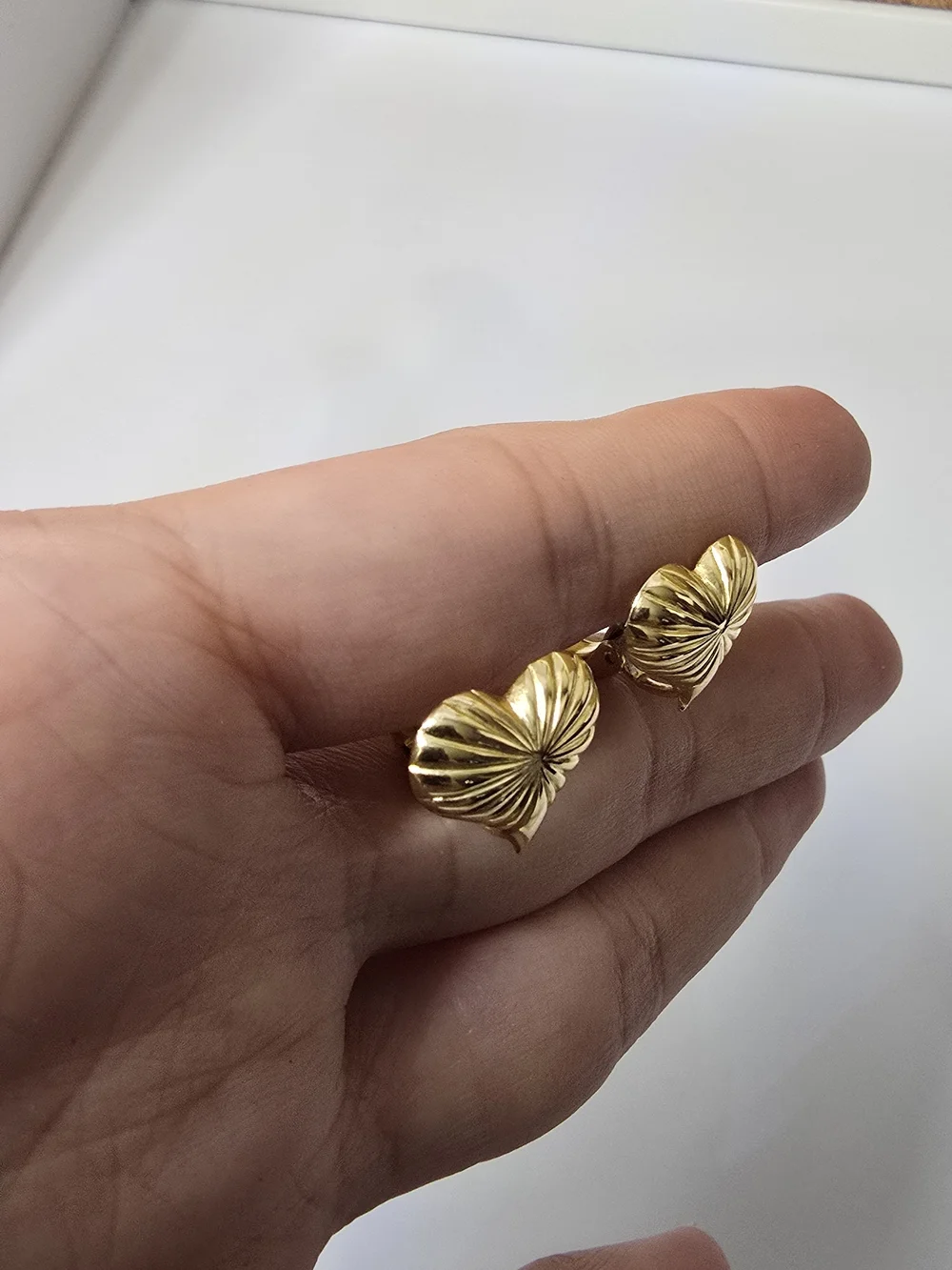 Gold Heart Clip On Earrings